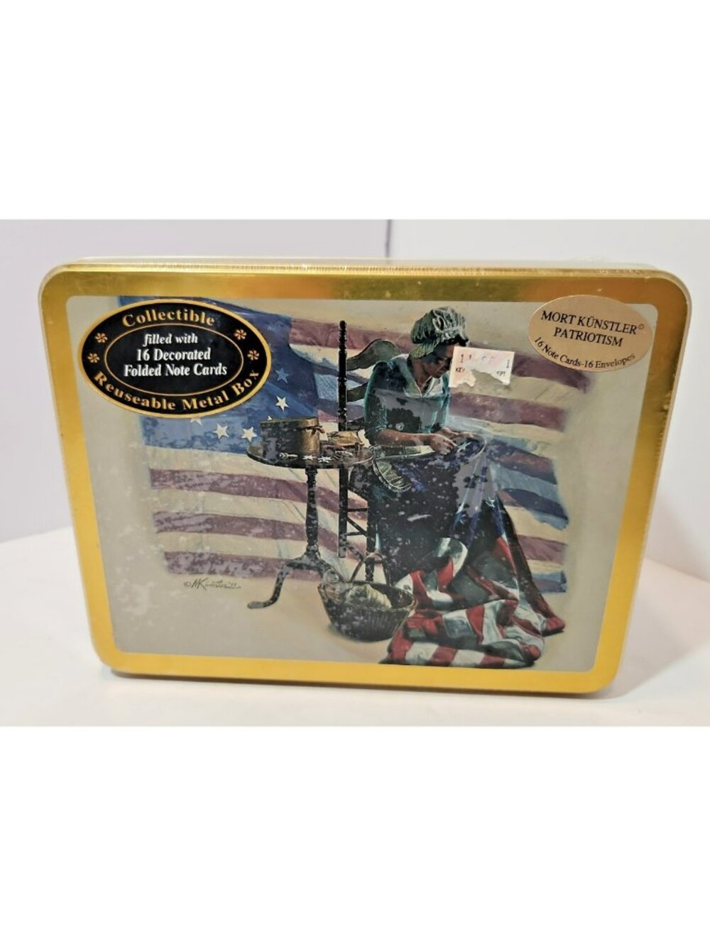 Mort Kunstler Collectible Patriotism Tin Box With 16 Note Cards Sealed